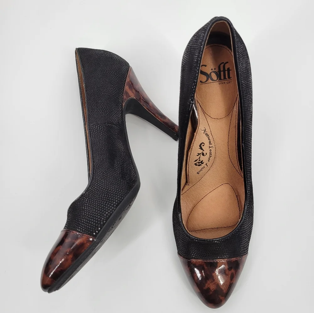 Sofft Leather Animal Print Heels 8.5
